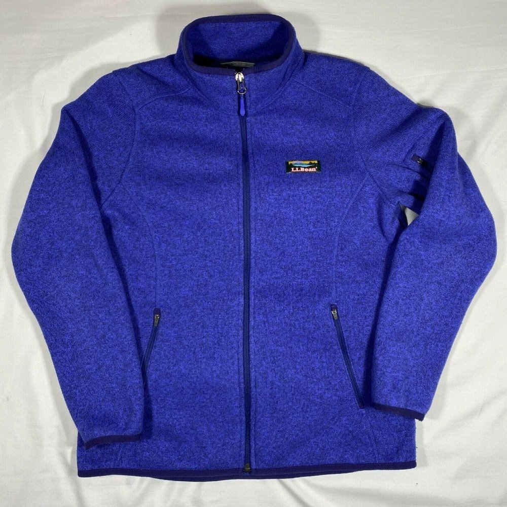 SIZE SMALL LL Bean Full Zip Fleece Jacket Women's Petite Blue AZ42